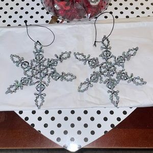 Black Wire Sliver Glitter SnowFlake Ornament Lot!